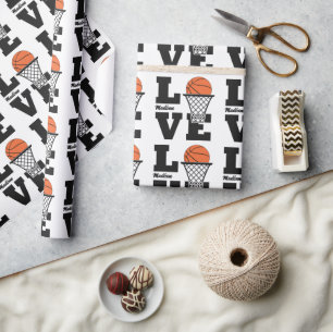 Aangepaste naam Basketball Love Cadeaupapier