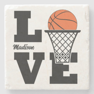 Aangepaste naam Basketball Love Stenen Onderzetter