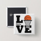 Aangepaste naam Basketball Love Vierkante Button 5,1 Cm (Voorkant /achterkant)