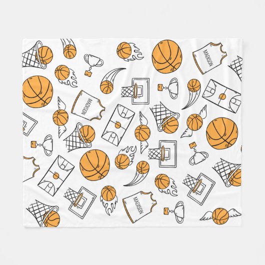 Aangepaste naam Basketball Pattern fleece dekens (Voorkant (Horizontaal))