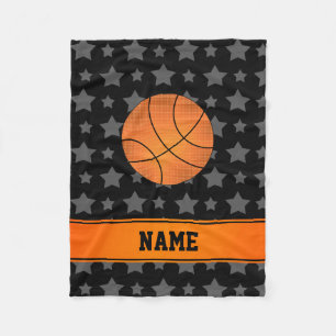 Aangepaste naam: basketbalzwarte sterren fleece deken