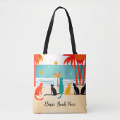 Aangepaste naam Beach Cats Canvas tas (Voorkant)