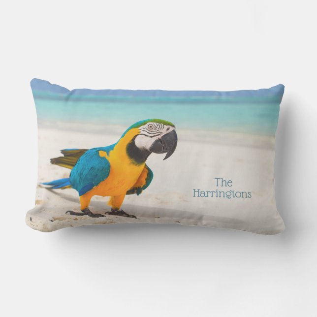Aangepaste naam Beach Parrot Buitenkussen (Voorkant)