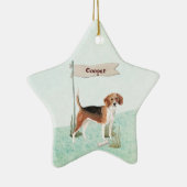 Aangepaste naam Beagle Pet Dog Keramisch Ornament (Rechts)