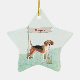Aangepaste naam Beagle Pet Dog Keramisch Ornament