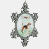 Aangepaste naam Beagle Pet Dog Tin Sneeuwvlok Ornament (Links)