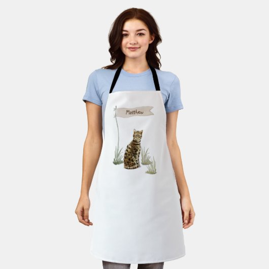 Aangepaste naam: Bengaal kat Pet Apron Schort (Gedragen)