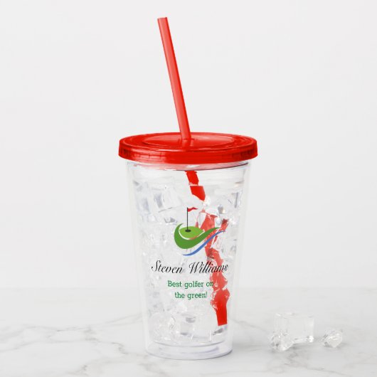 Aangepaste naam Beste Golfer Plastic Tumbler Acryl Drinkbeker (Voorkant ijs)