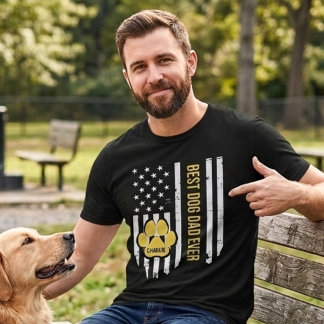 Aangepaste naam Beste hond papa ooit USA Amerikaan T-shirt
