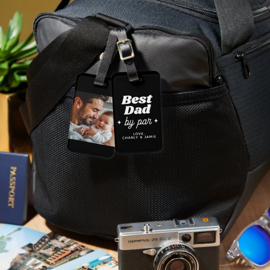 Aangepaste naam Beste papa door Par Retro cool Bagagelabel (Voorkant /achterkant)