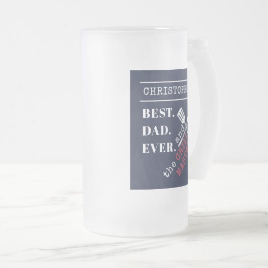 Aangepaste naam Beste vader ooit Grill Master Matglas Bierpul (Voorkant rechts)