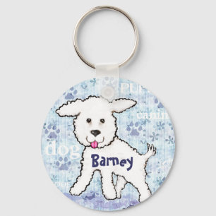 Aangepaste naam Bichon Frise Dog Sleutelhanger