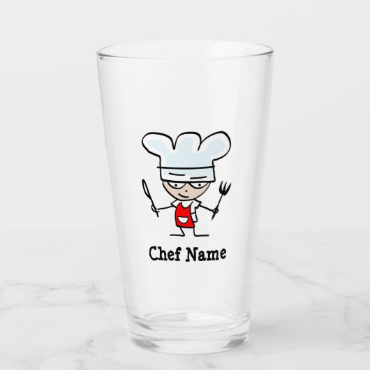 Aangepaste naam bierglas cadeau met chef-cartoon glas (Voorkant)