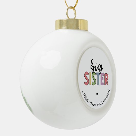 Aangepaste naam Big Sister Cute Speciaal Keramische Bal Ornament (Links)