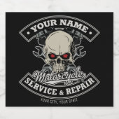 Aangepaste NAAM Biker Mechanic Schedel Motor Garag Bier Etiket (Enkel label)