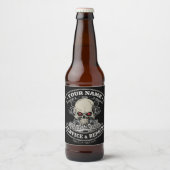 Aangepaste NAAM Biker Mechanic Schedel Motor Garag Bier Etiket (Voorkant)