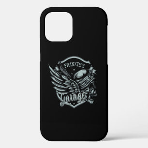 Aangepaste NAAM Biker Schedel Vleugels Motor Garag iPhone 12 Hoesje