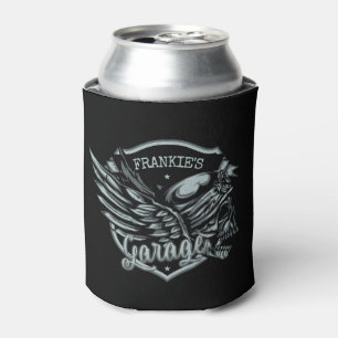 Aangepaste NAAM Biker Skull Wings Motor Garage Blikjeskoeler