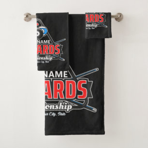 Aangepaste NAAM Billiards 8 Ball Pool Cue Rack Bad Handdoek