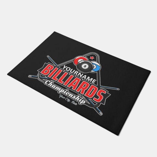 Aangepaste NAAM Billiards 8 Ball Pool Cue Rack Deurmat (Schuin)