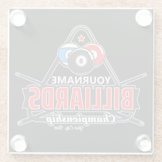 Aangepaste NAAM Billiards 8 Ball Pool Cue Rack Glazen Onderzetter (Achterkant)