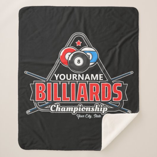 Aangepaste NAAM Billiards 8 Ball Pool Cue Rack Sherpa Deken (Voorkant)