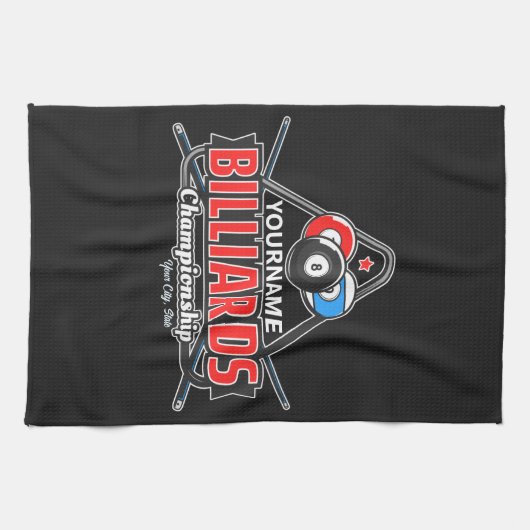 Aangepaste NAAM Billiards 8 Ball Pool Cue Rack Theedoek (Horizontaal)