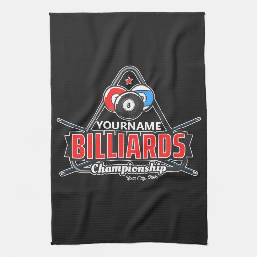 Aangepaste NAAM Billiards 8 Ball Pool Cue Rack Theedoek (Verticaal)