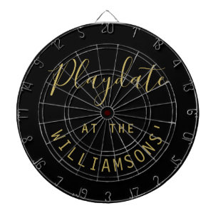 Aangepaste naam Black Gold Playdate Script Minimal Dartbord