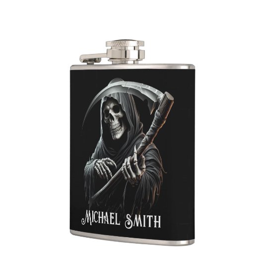Aangepaste naam Black Grim Reaper Heupfles (Links)