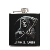 Aangepaste naam Black Grim Reaper Heupfles (Voorkant)
