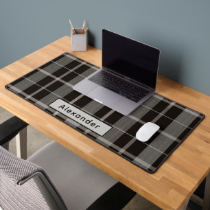 Aangepaste Naam Black Plaid Gift voor Hem Gaming P Bureaumat