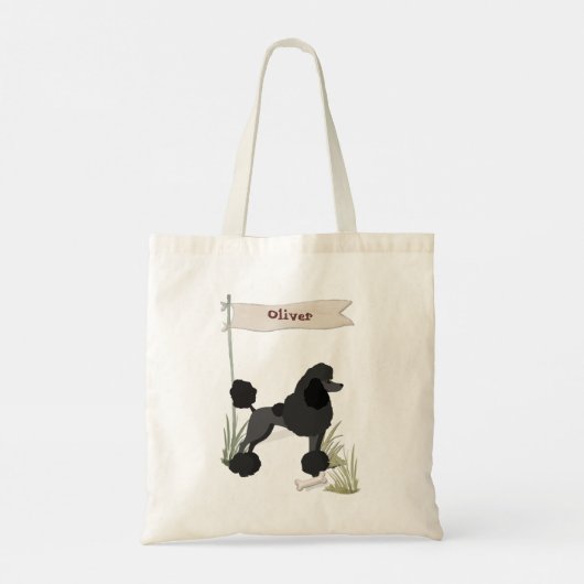 Aangepaste naam: Black Poodle Pet Dog Canvas tas (Achterkant)