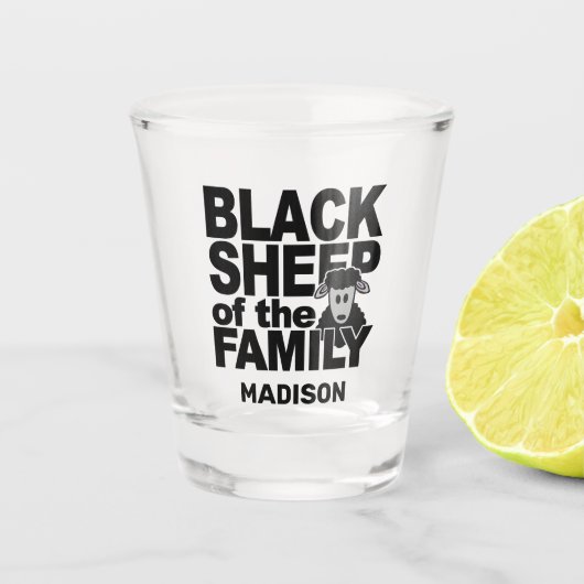 Aangepaste naam "Black Sheep" Shot Glas (Voorkant)