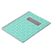 Aangepaste naam Blauw Floral Damask Tulip Pattern Notitieboek (Linkerzijde)