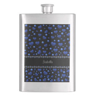Aangepaste naam, blauw hartglitterpatroon flacon