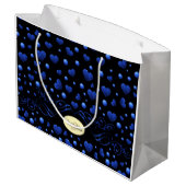 Aangepaste naam, blauw hartglitterpatroon groot cadeauzakje (Achterkant Gekanteld)
