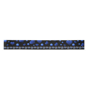 Aangepaste naam, blauw hartglitterpatroon lint