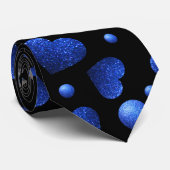 Aangepaste naam, blauw hartglitterpatroon stropdas (Opgerold)