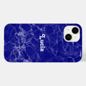 Aangepaste naam blauw marmerpatroon Case-Mate iPhone case (Achterkant (horizontaal))