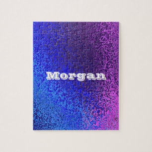 Aangepaste naam blauw paarse glanzende abstracte g legpuzzel