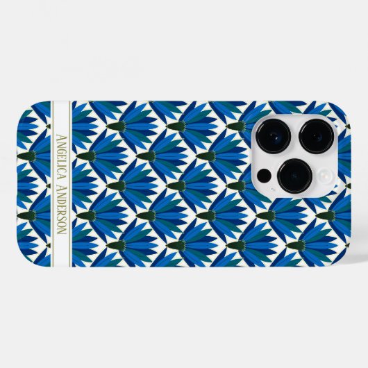 Aangepaste naam Blauwe bloemen Case-Mate iPhone Case (Achterkant (horizontaal))