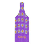 Aangepaste naam blauwe bloemen op paarse snijplank (Voorkant)