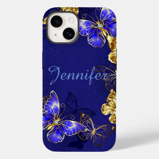 Aangepaste naam Blauwe Butterfly iPhone/IPad Case (Achterkant)