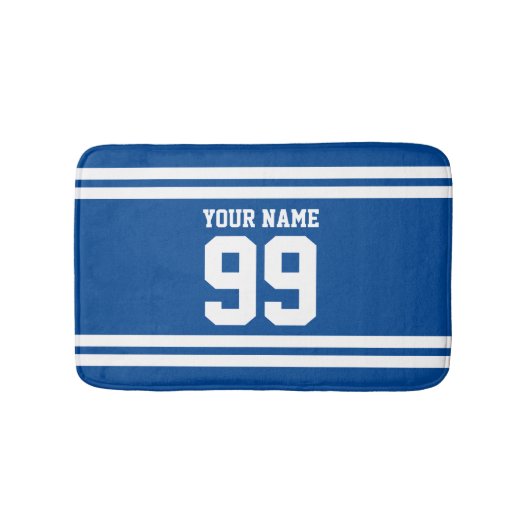 Aangepaste naam blauwe football truc-nummer gestri badmat (Voorkant)