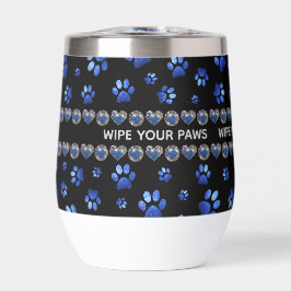 Aangepaste naam, blauwe glitter-hondenpoten