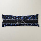 Aangepaste naam, blauwe glitter-hondenpoten lichaamskussen (Achterkant)