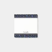 Aangepaste naam, blauwe glitter-hondenpoten post-it® notes (Voorkant)