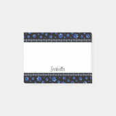 Aangepaste naam, blauwe glitter-hondenpoten post-it® notes (Voorkant)