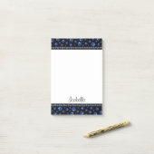 Aangepaste naam, blauwe glitter-hondenpoten post-it® notes (Op bureau)